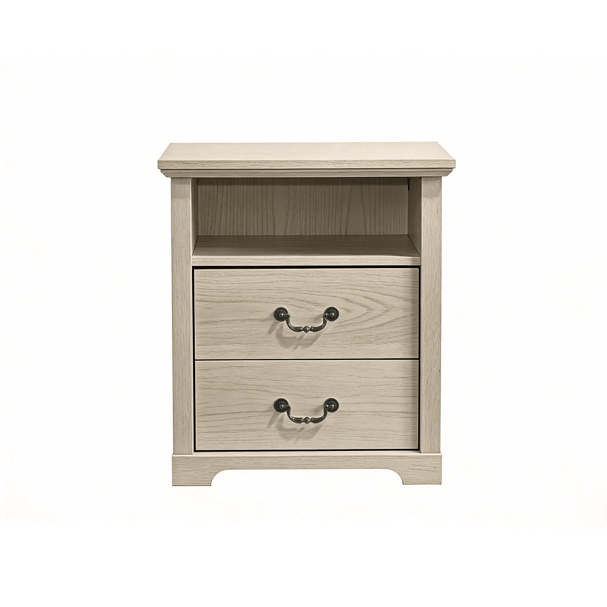 Rustic 22" Nightstand with 2 Drawers and Open Storage Shelf