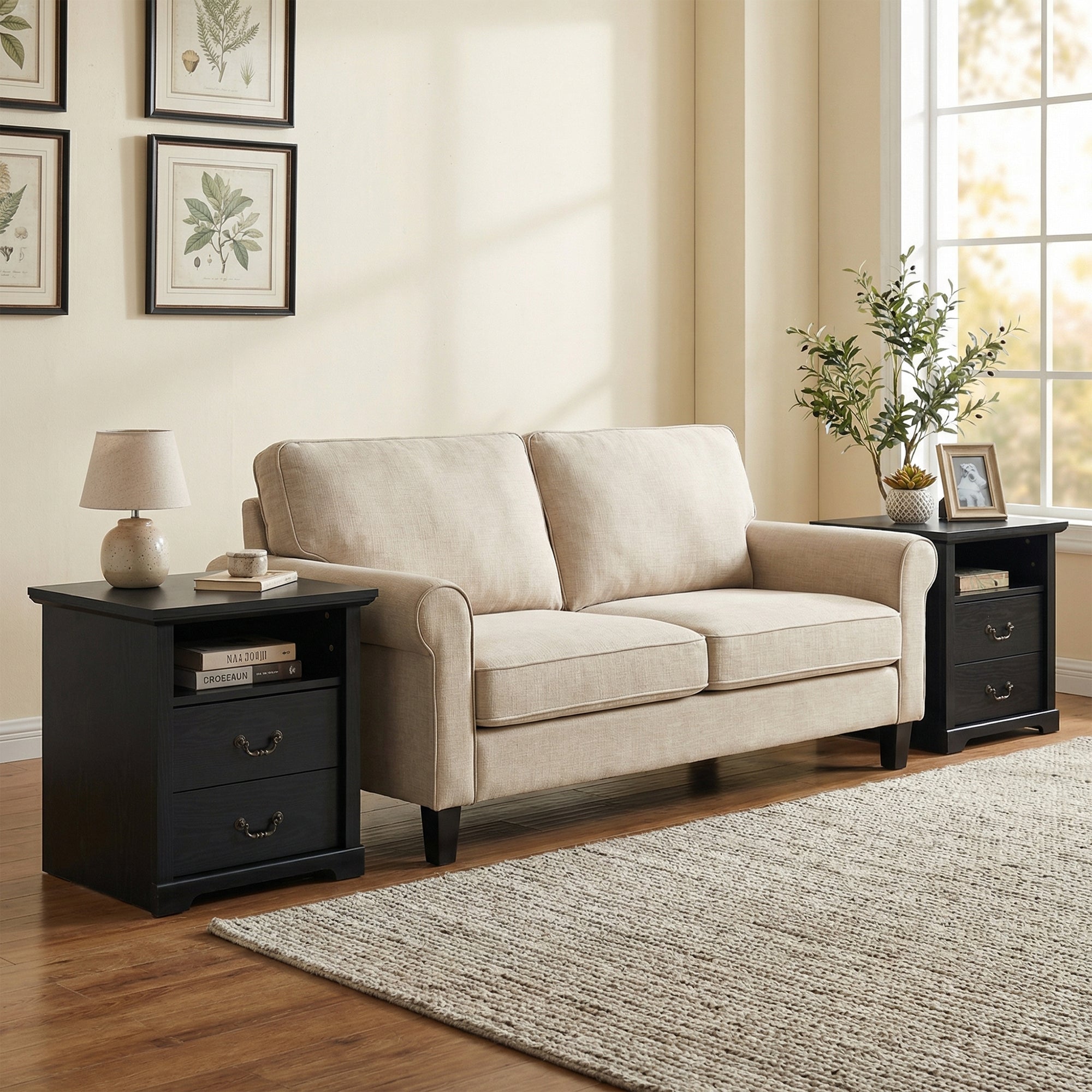 Rustic 22" Nightstand with 2 Drawers and Open Storage Shelf