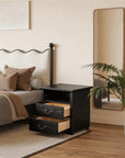 Rustic 22" Nightstand with 2 Drawers and Open Storage Shelf