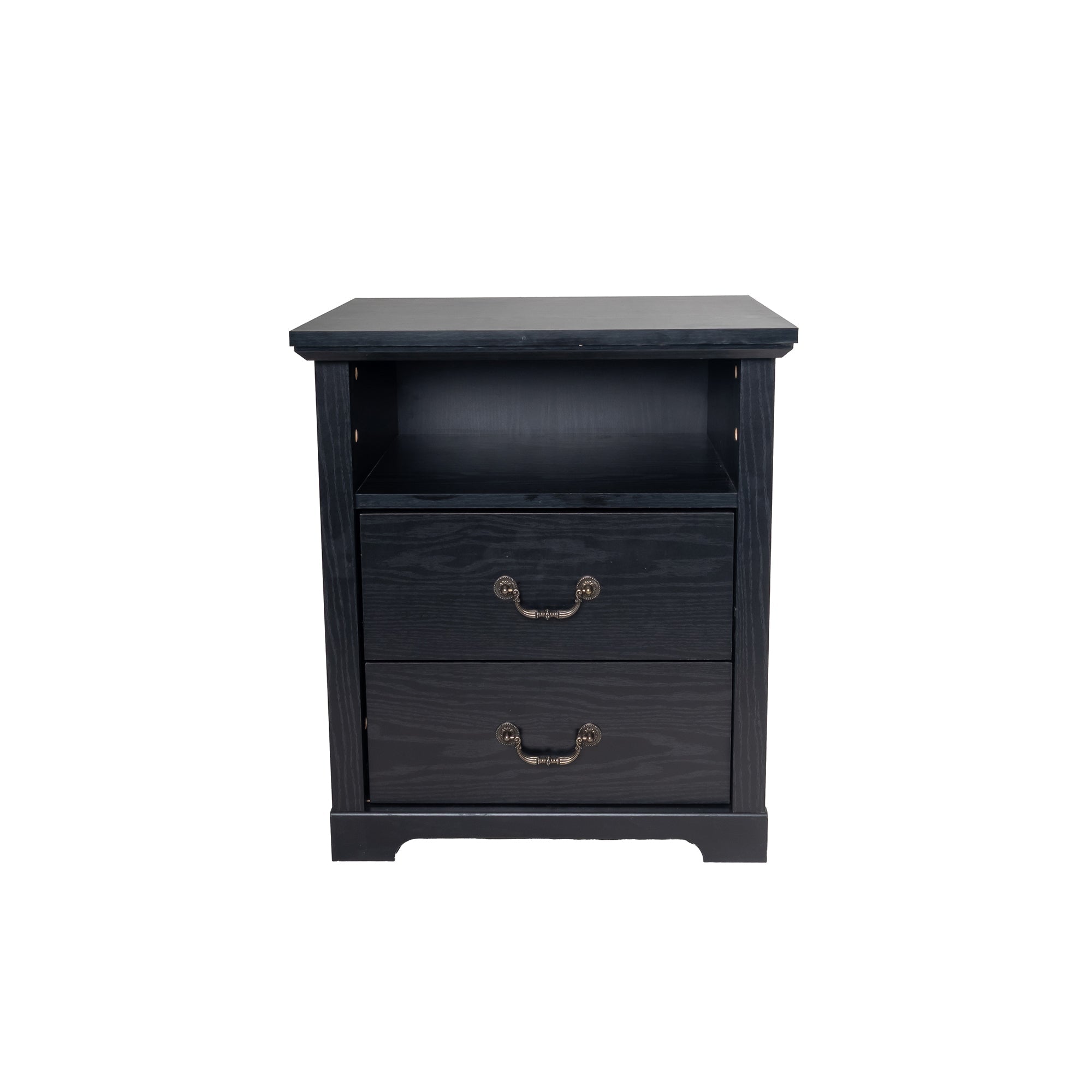 Rustic 22" Nightstand with 2 Drawers and Open Storage Shelf