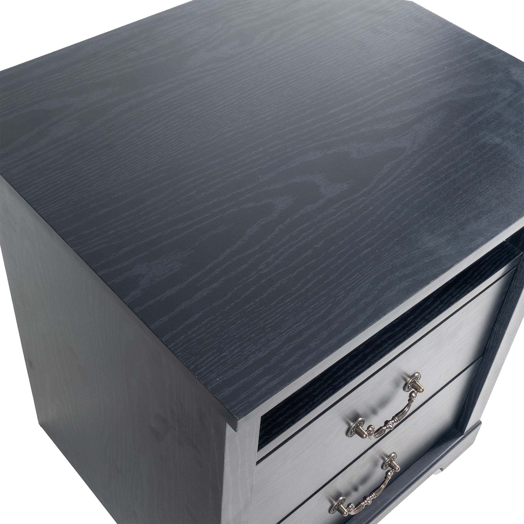 Rustic 22" Nightstand with 2 Drawers and Open Storage Shelf