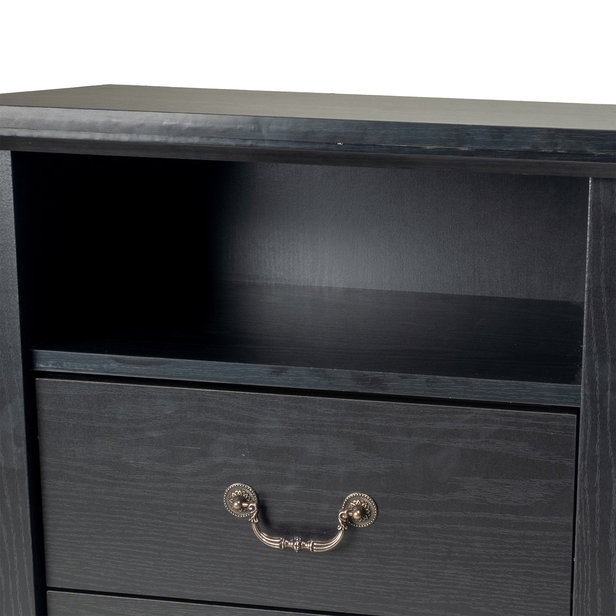 Rustic 22" Nightstand with 2 Drawers and Open Storage Shelf