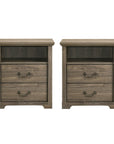 Rustic 22" Nightstand with 2 Drawers and Open Storage Shelf