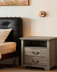 Rustic 22" Nightstand with 2 Drawers and Open Storage Shelf