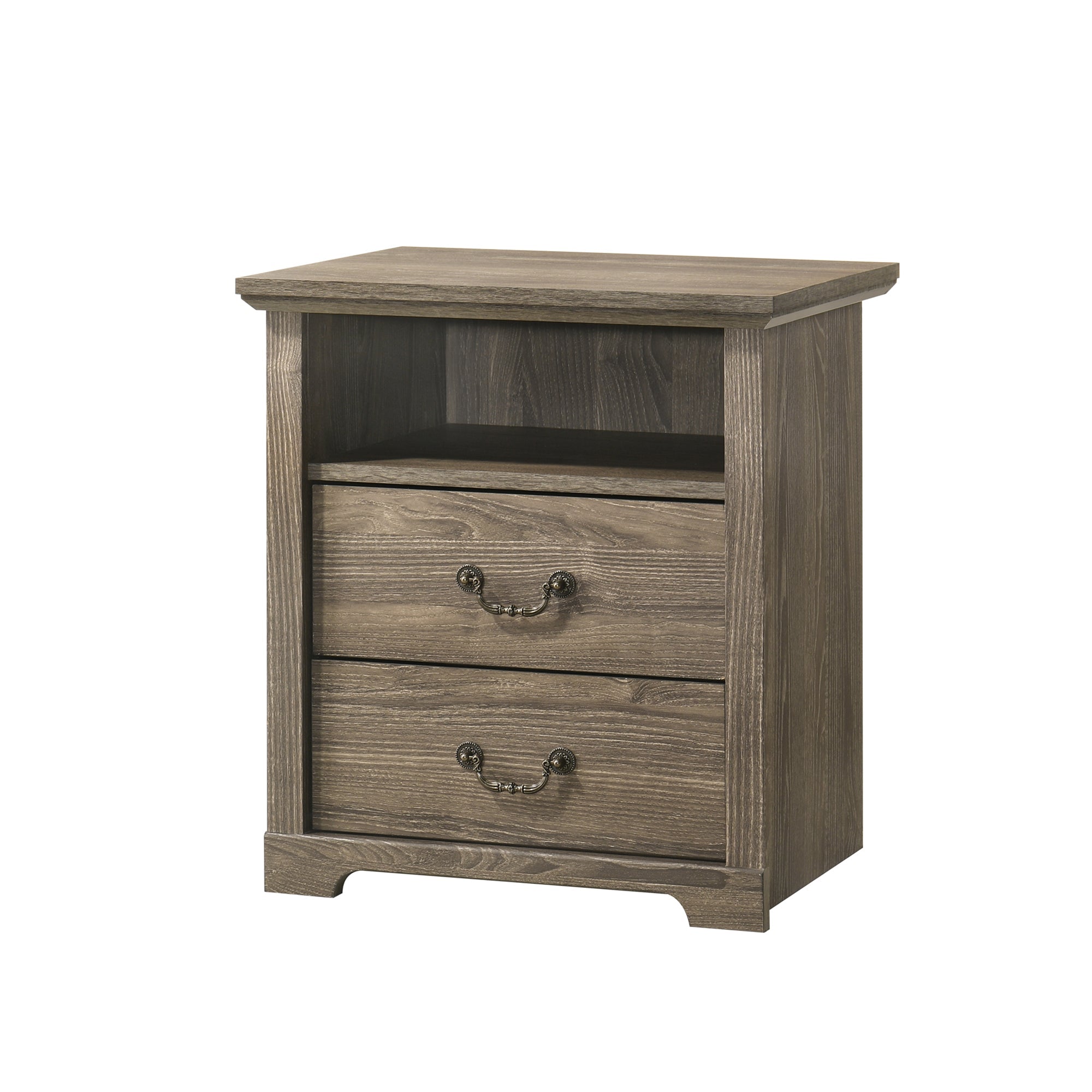 Rustic 22" Nightstand with 2 Drawers and Open Storage Shelf