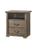 Rustic 22" Nightstand with 2 Drawers and Open Storage Shelf