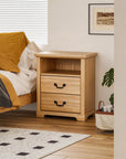 Rustic 22" Nightstand with 2 Drawers and Open Storage Shelf