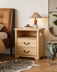 Rustic 22" Nightstand with 2 Drawers and Open Storage Shelf