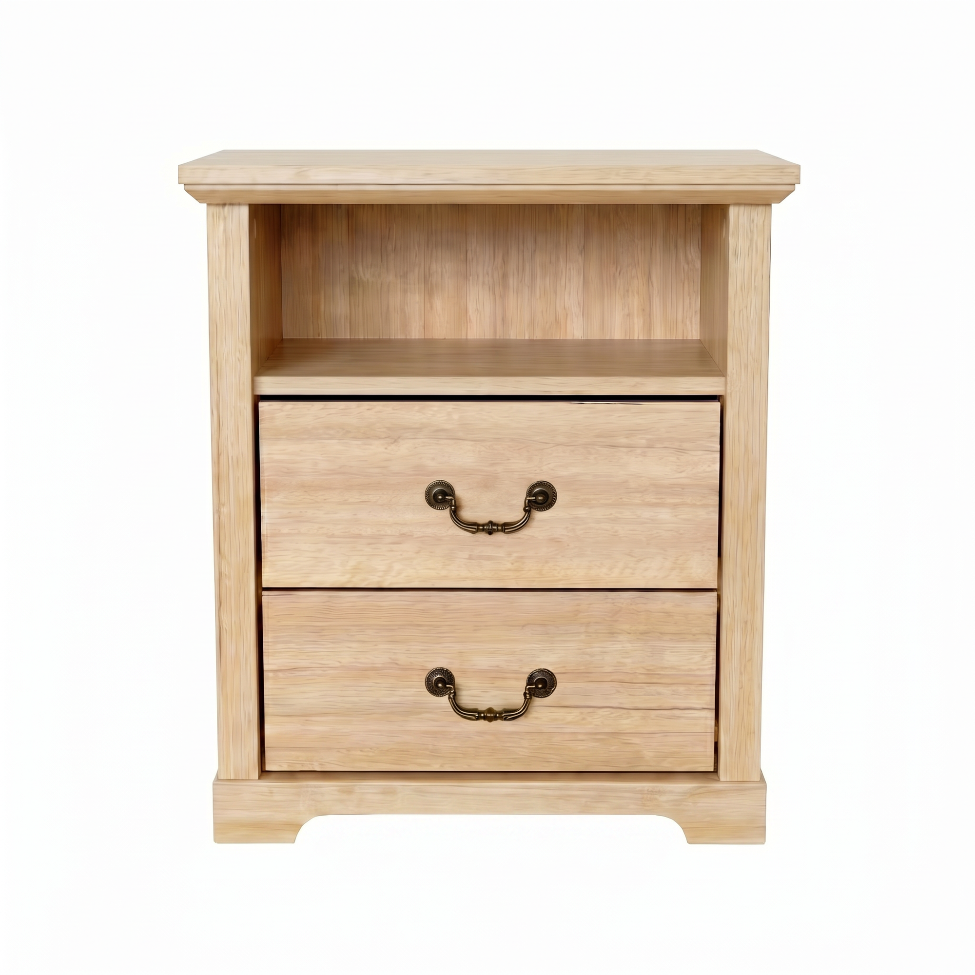 Rustic 22" Nightstand with 2 Drawers and Open Storage Shelf