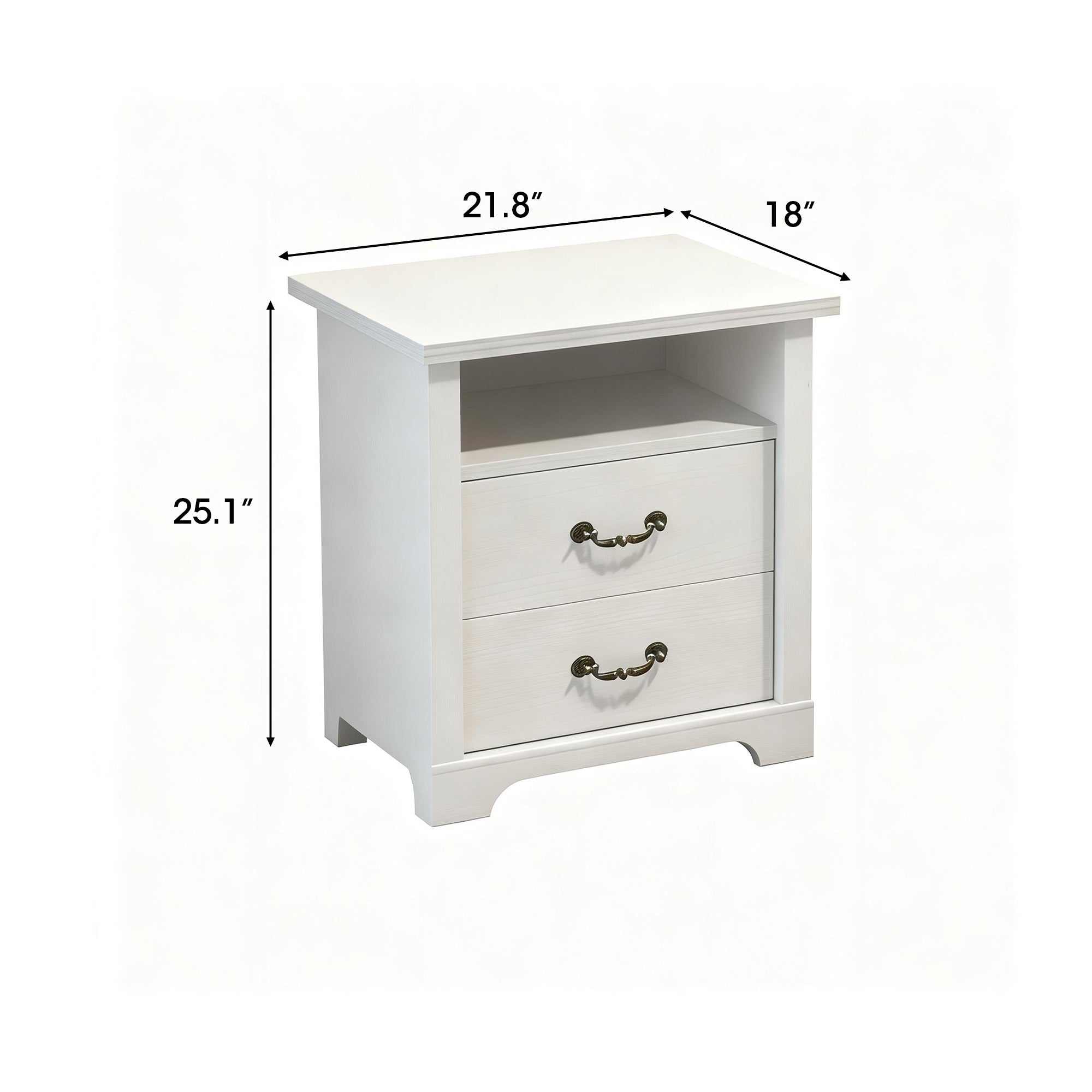 Rustic 22" Nightstand with 2 Drawers and Open Storage Shelf
