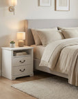 Rustic 22" Nightstand with 2 Drawers and Open Storage Shelf