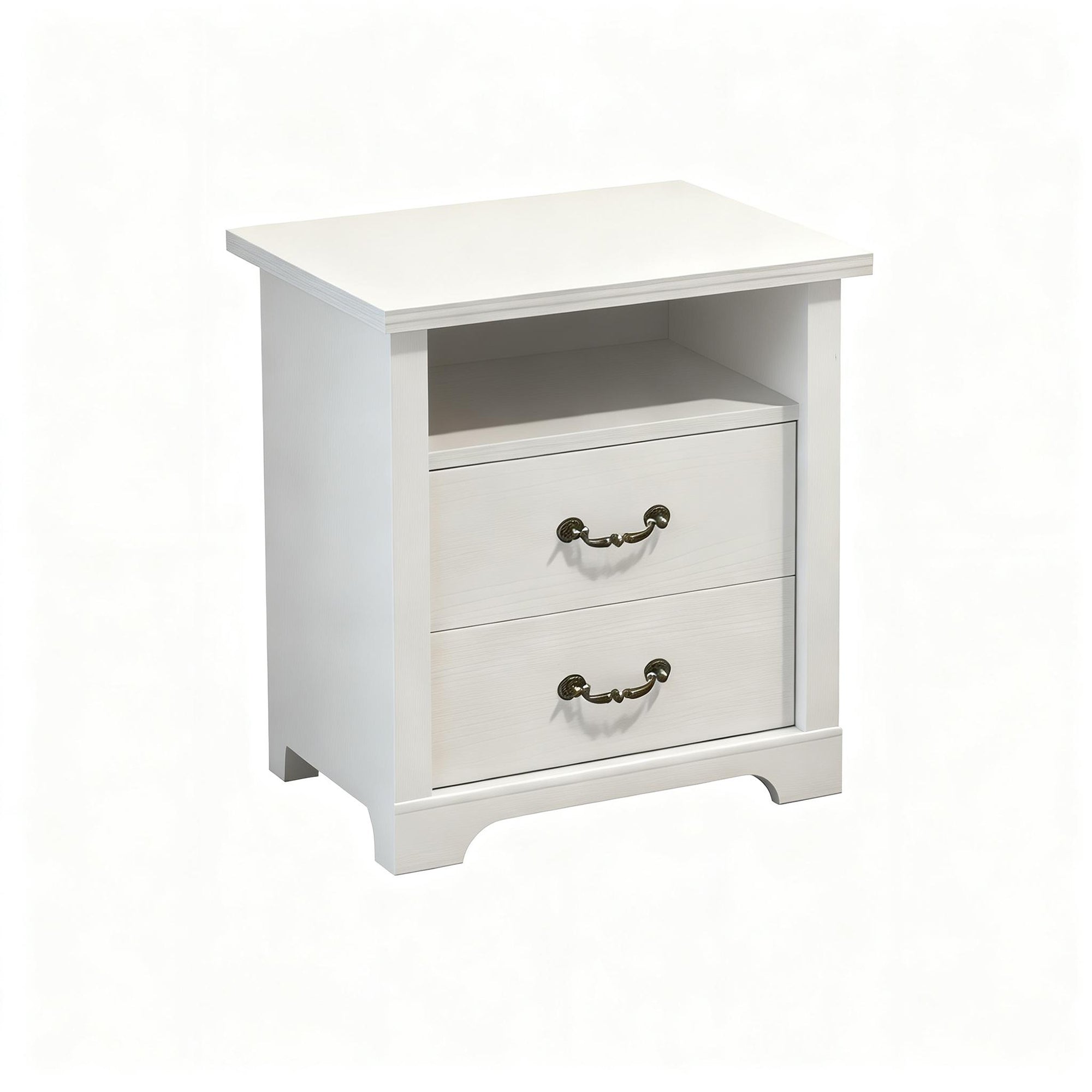 Rustic 22" Nightstand with 2 Drawers and Open Storage Shelf