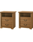Rustic 22" Nightstand with 2 Drawers and Open Storage Shelf