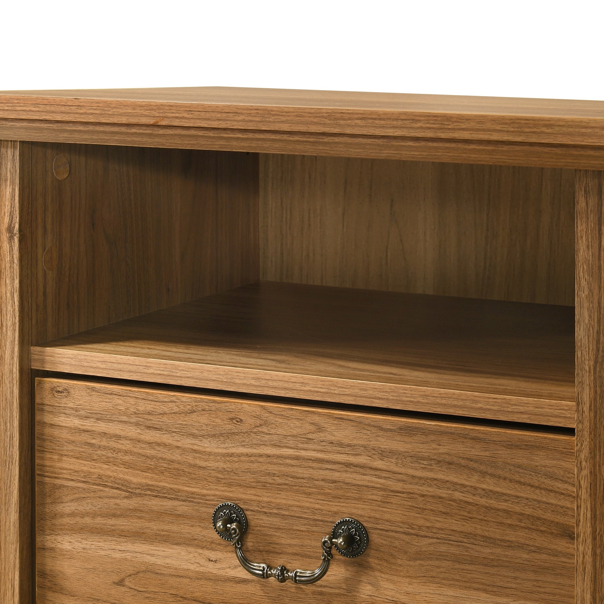 Rustic 22" Nightstand with 2 Drawers and Open Storage Shelf
