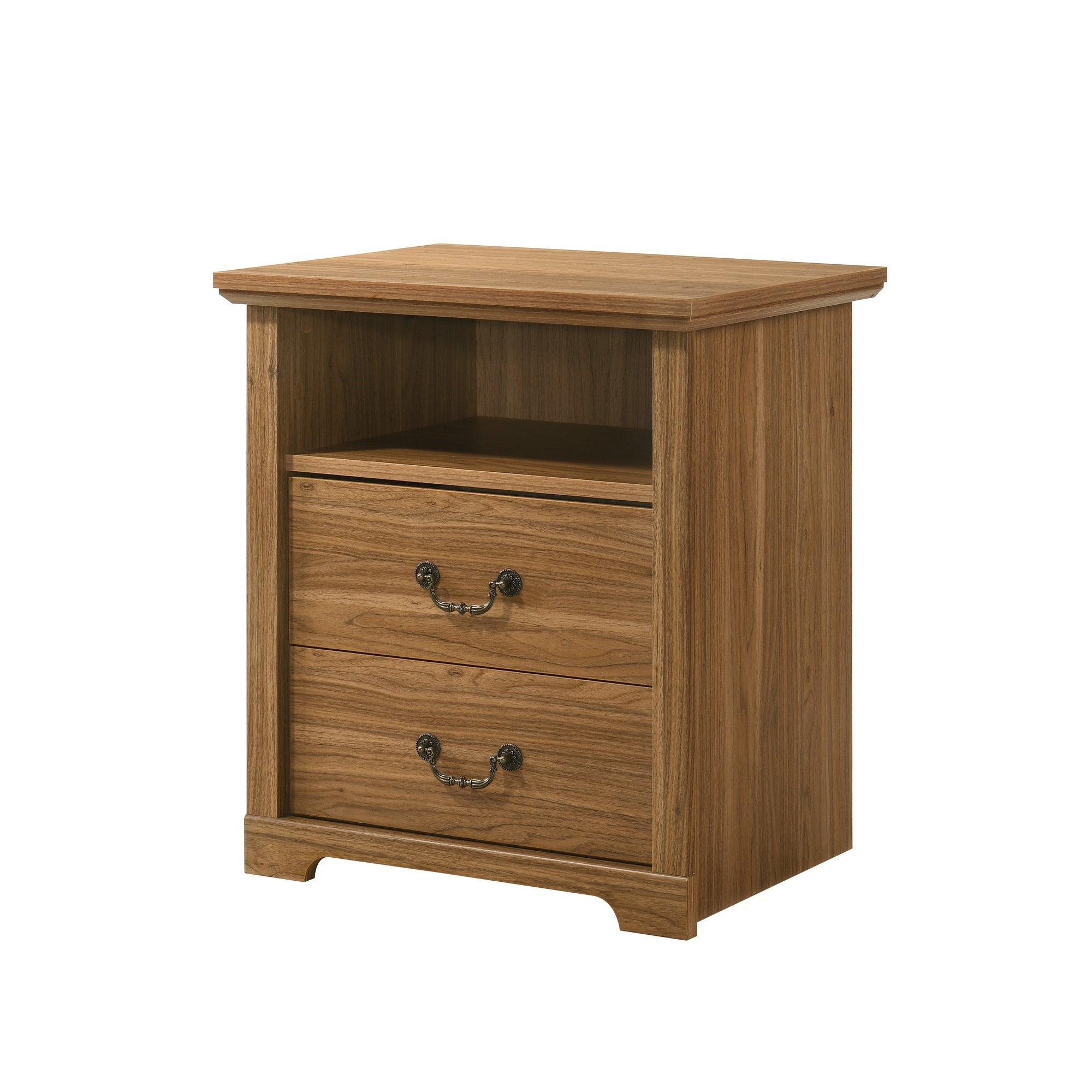 Rustic 22" Nightstand with 2 Drawers and Open Storage Shelf
