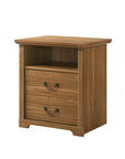 Rustic 22" Nightstand with 2 Drawers and Open Storage Shelf