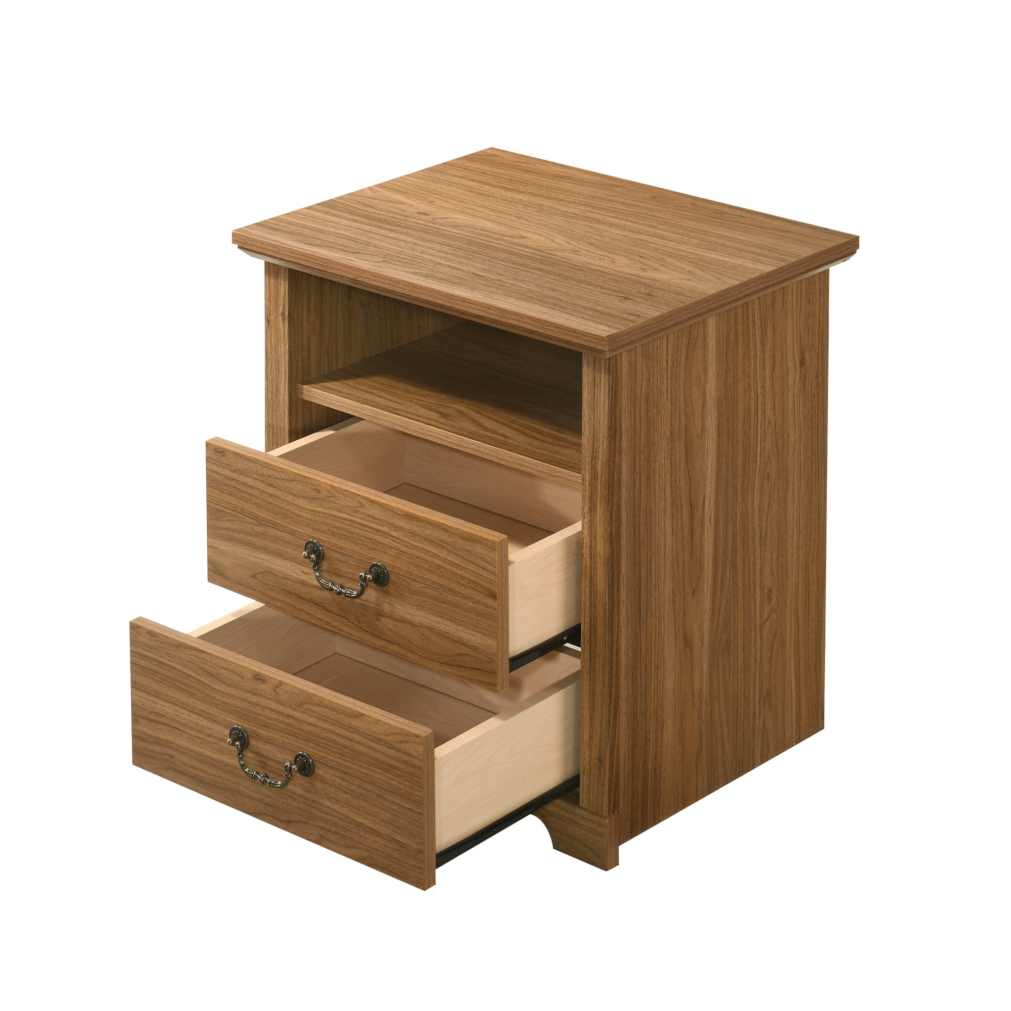 Rustic 22" Nightstand with 2 Drawers and Open Storage Shelf