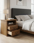 Rustic 22" Nightstand with 2 Drawers and Open Storage Shelf