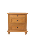 24" Transitional 3-Drawer Nightstand with Solid Wood Legs
