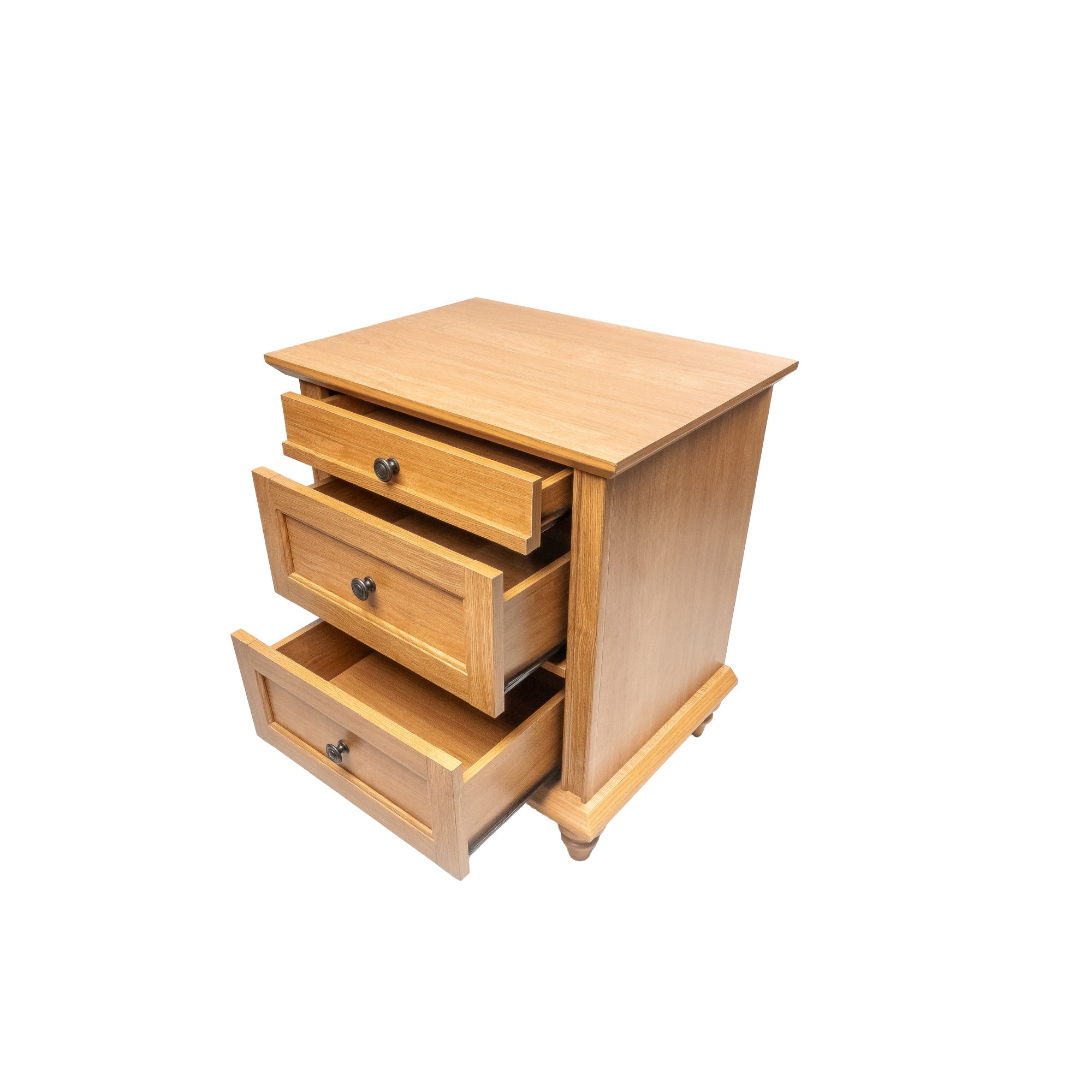 24" Transitional 3-Drawer Nightstand with Solid Wood Legs