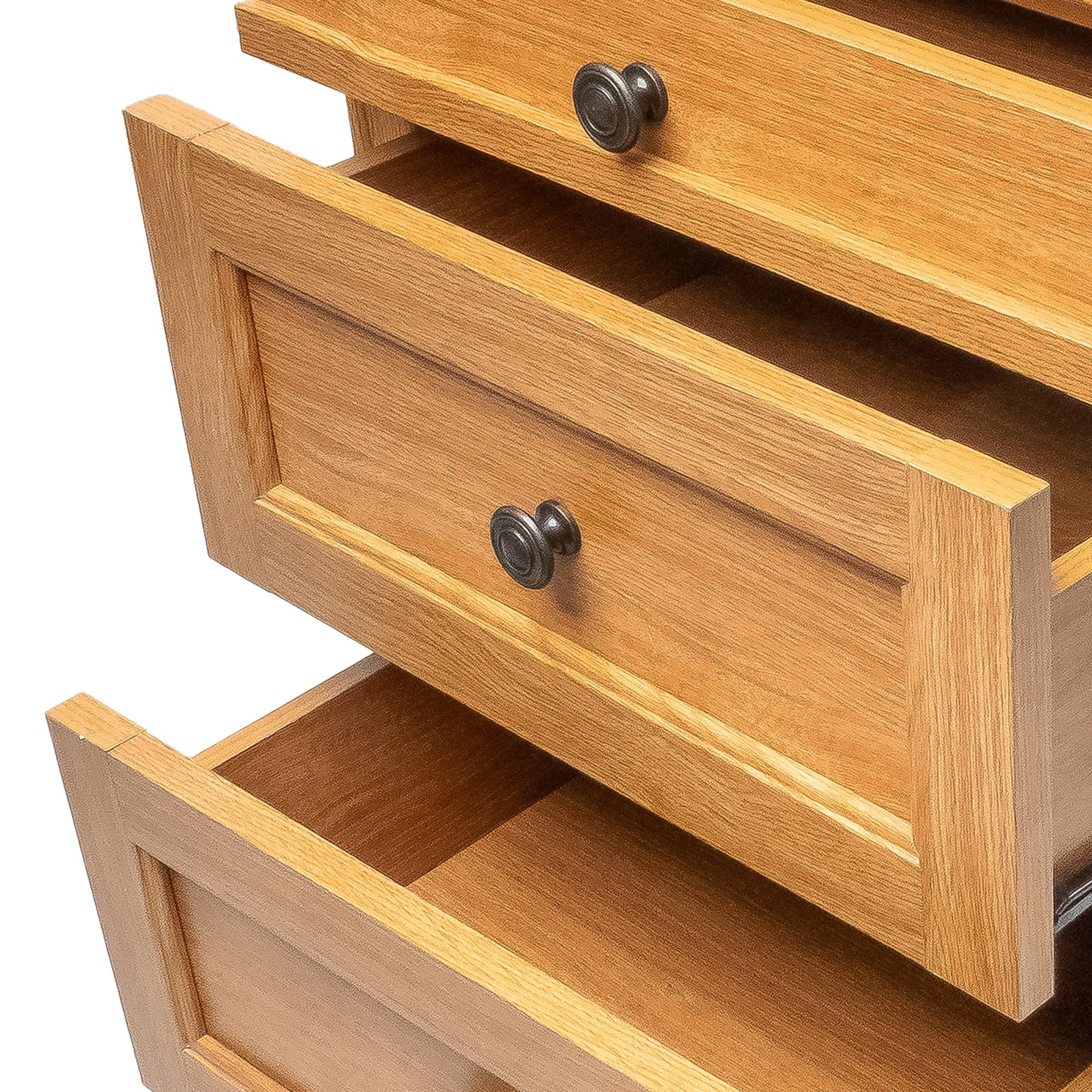 24" Transitional 3-Drawer Nightstand with Solid Wood Legs