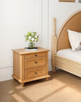 24" Transitional 3-Drawer Nightstand with Solid Wood Legs