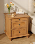 24" Transitional 3-Drawer Nightstand with Solid Wood Legs
