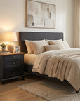 24" Transitional 3-Drawer Nightstand with Solid Wood Legs