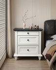 24" Transitional 3-Drawer Nightstand with Solid Wood Legs