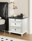 24" Transitional 3-Drawer Nightstand with Solid Wood Legs