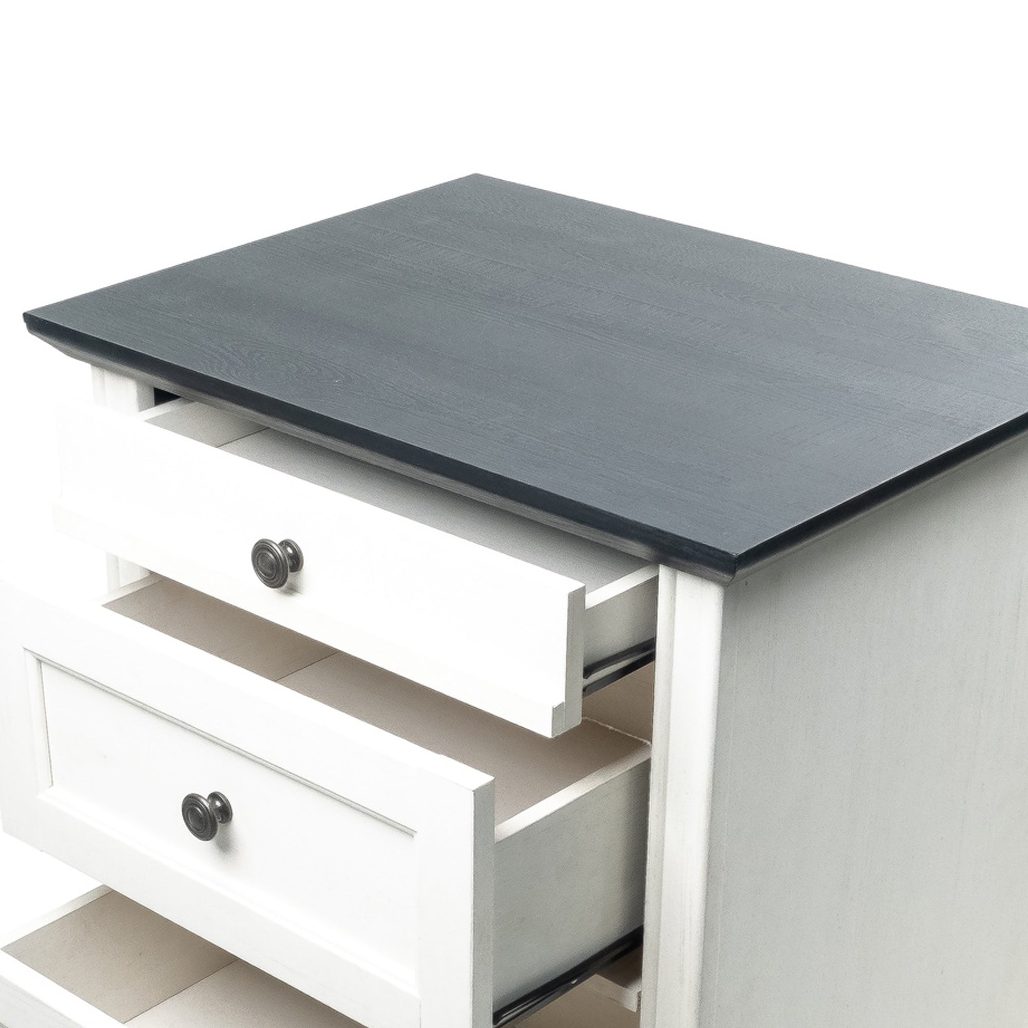 24" Transitional 3-Drawer Nightstand with Solid Wood Legs
