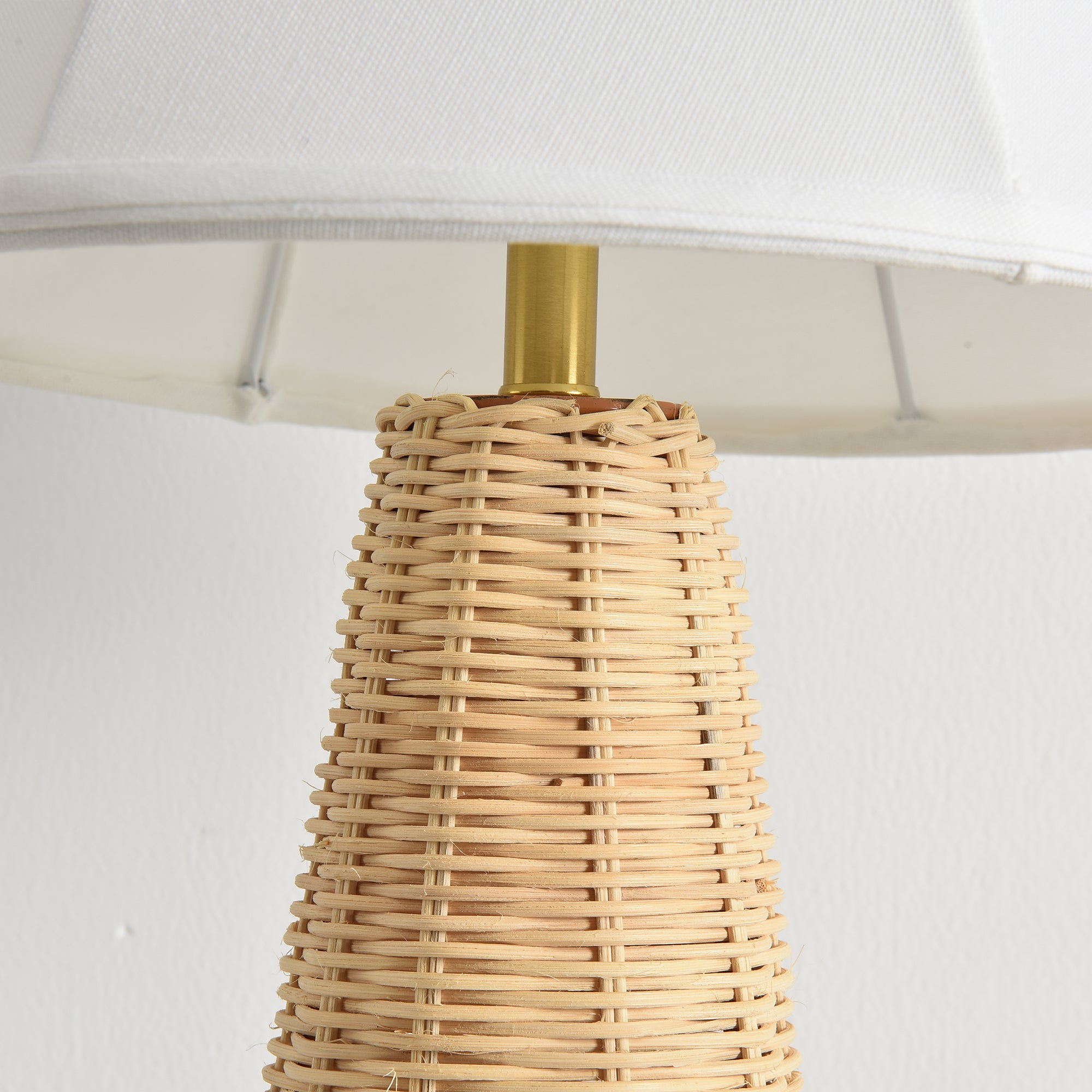 Natural Rattan Table Lamp Set of 2 with Fabric Shade
