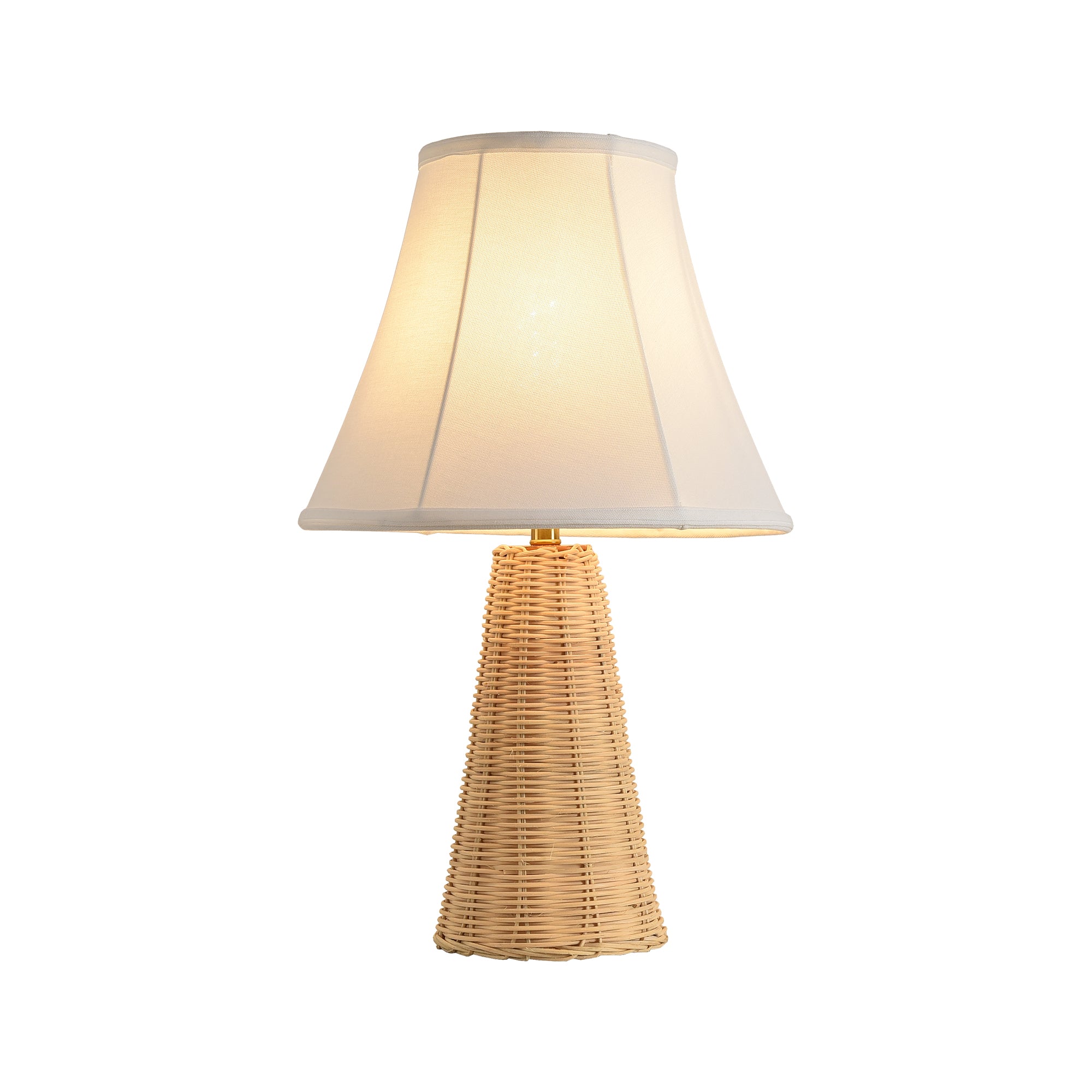 Natural Rattan Table Lamp Set of 2 with Fabric Shade