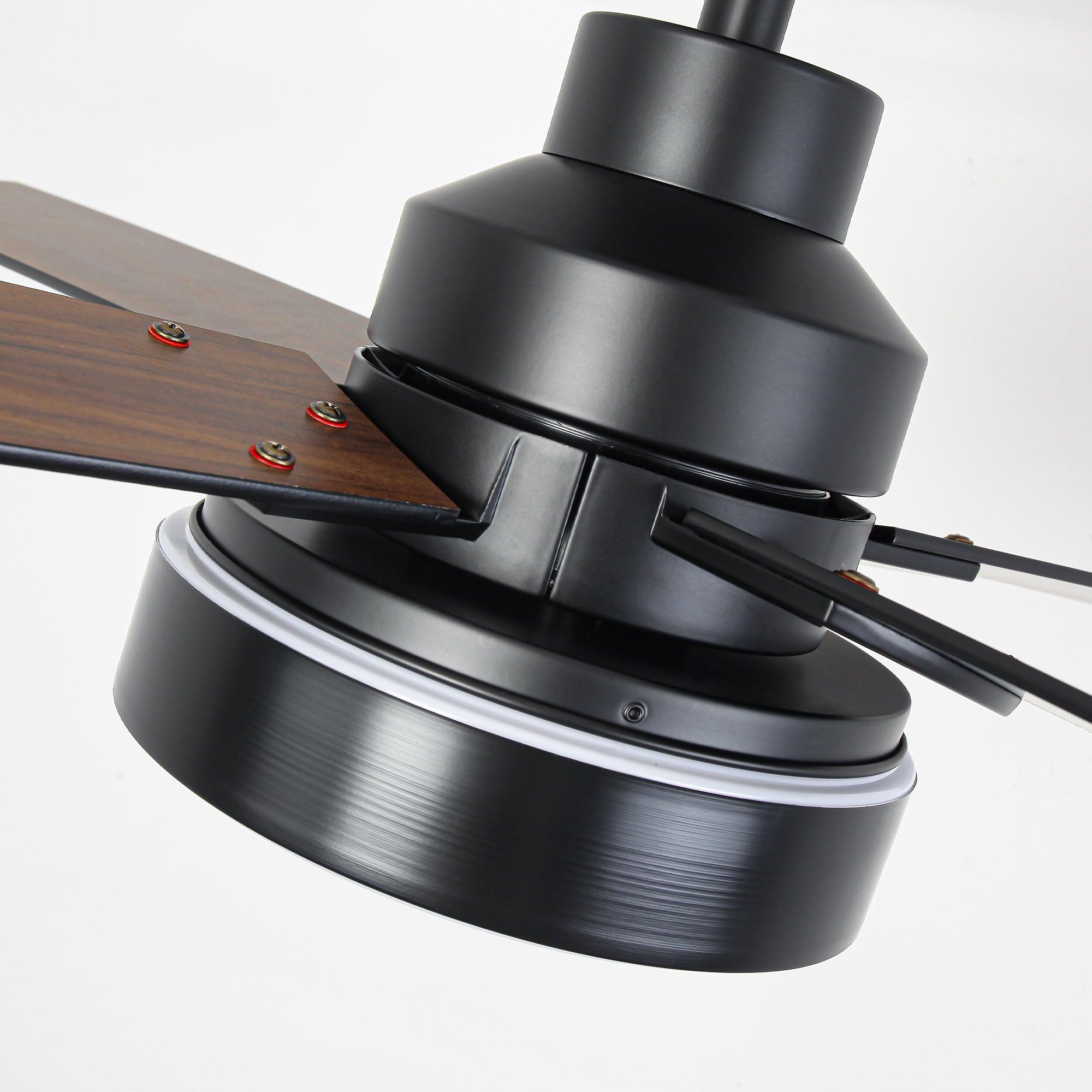 52" Modern Black Downrod Ceiling Fan