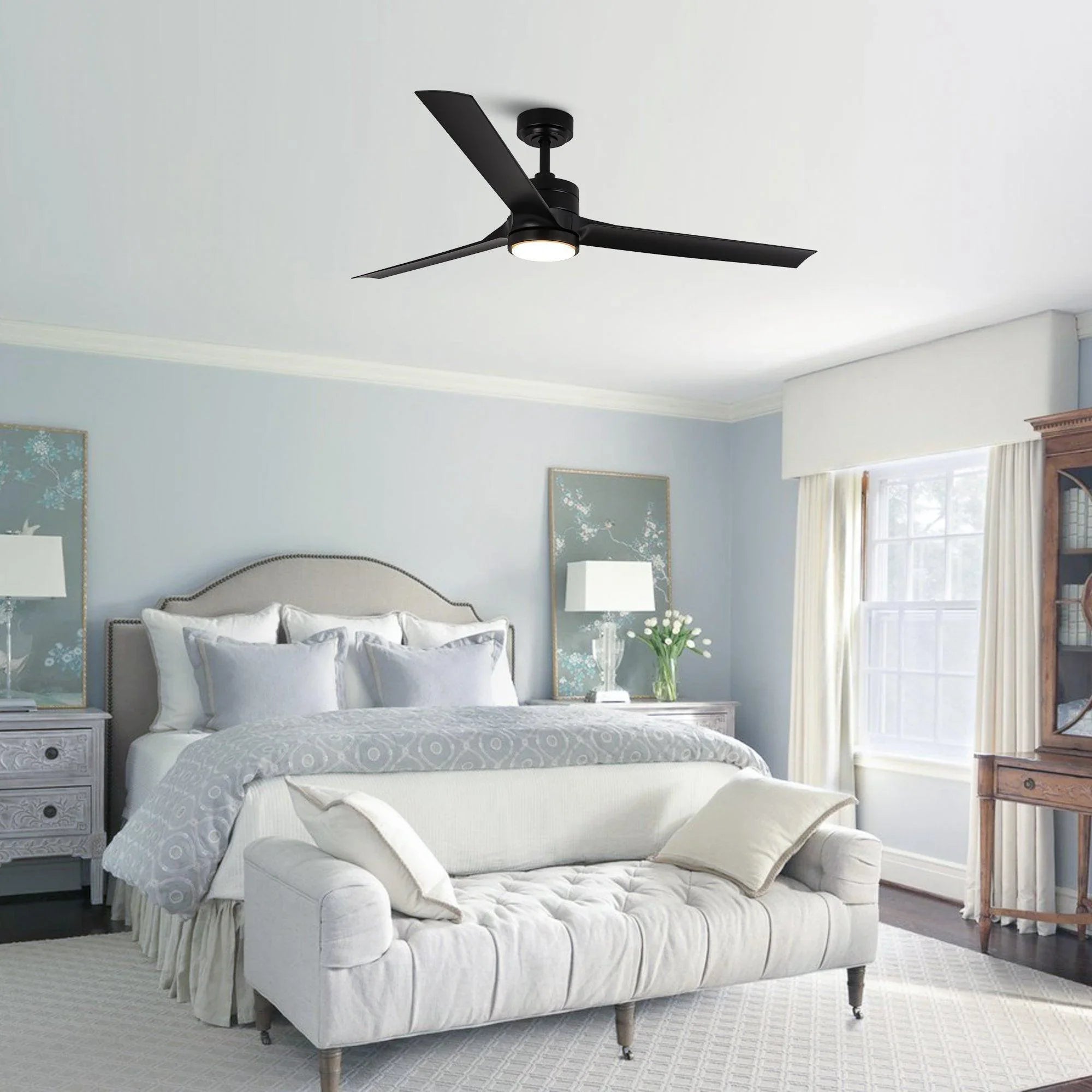 60" Hamptons Black Ceiling Fan