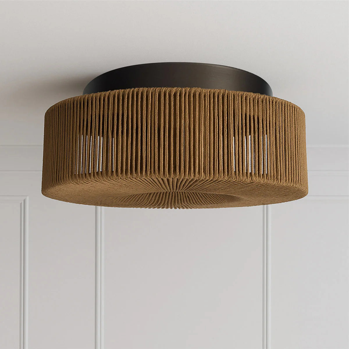 Vela 14&quot; Handwoven Jute Flush Mount Ceiling Light