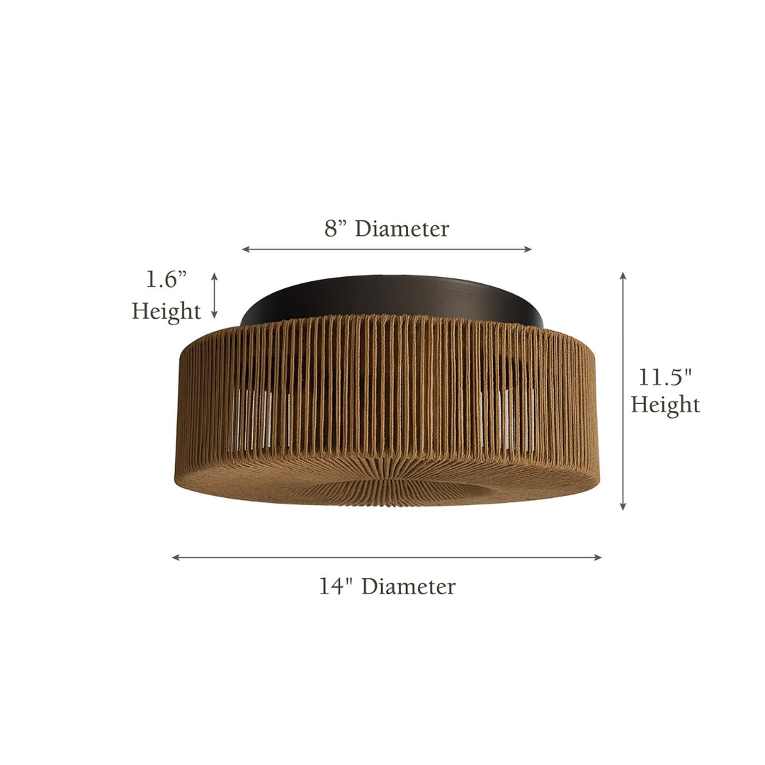 Vela 14&quot; Handwoven Jute Flush Mount Ceiling Light