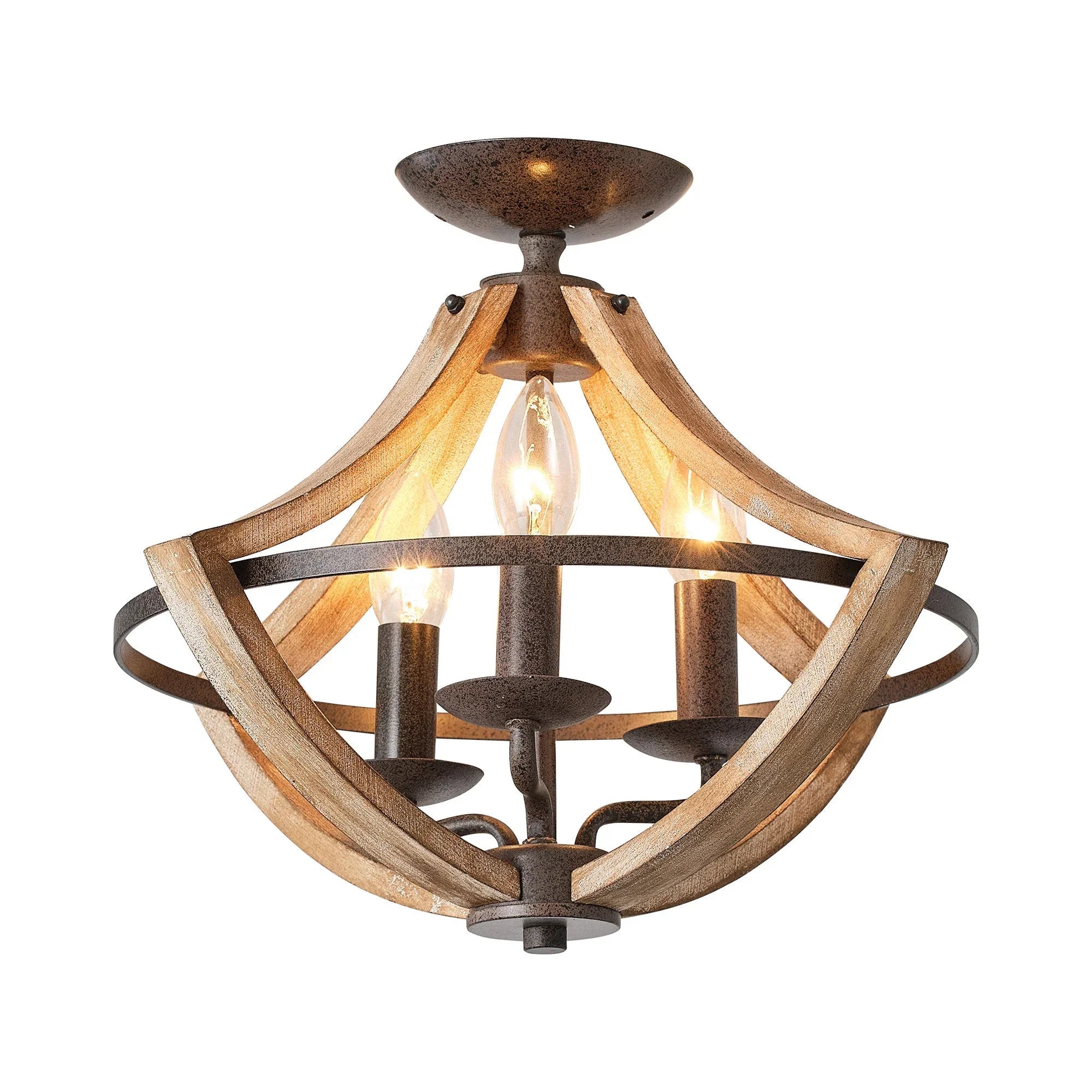 Farmhouse 3 Light Semi Flush Mount Ceiling Light - IPLUS Lighting