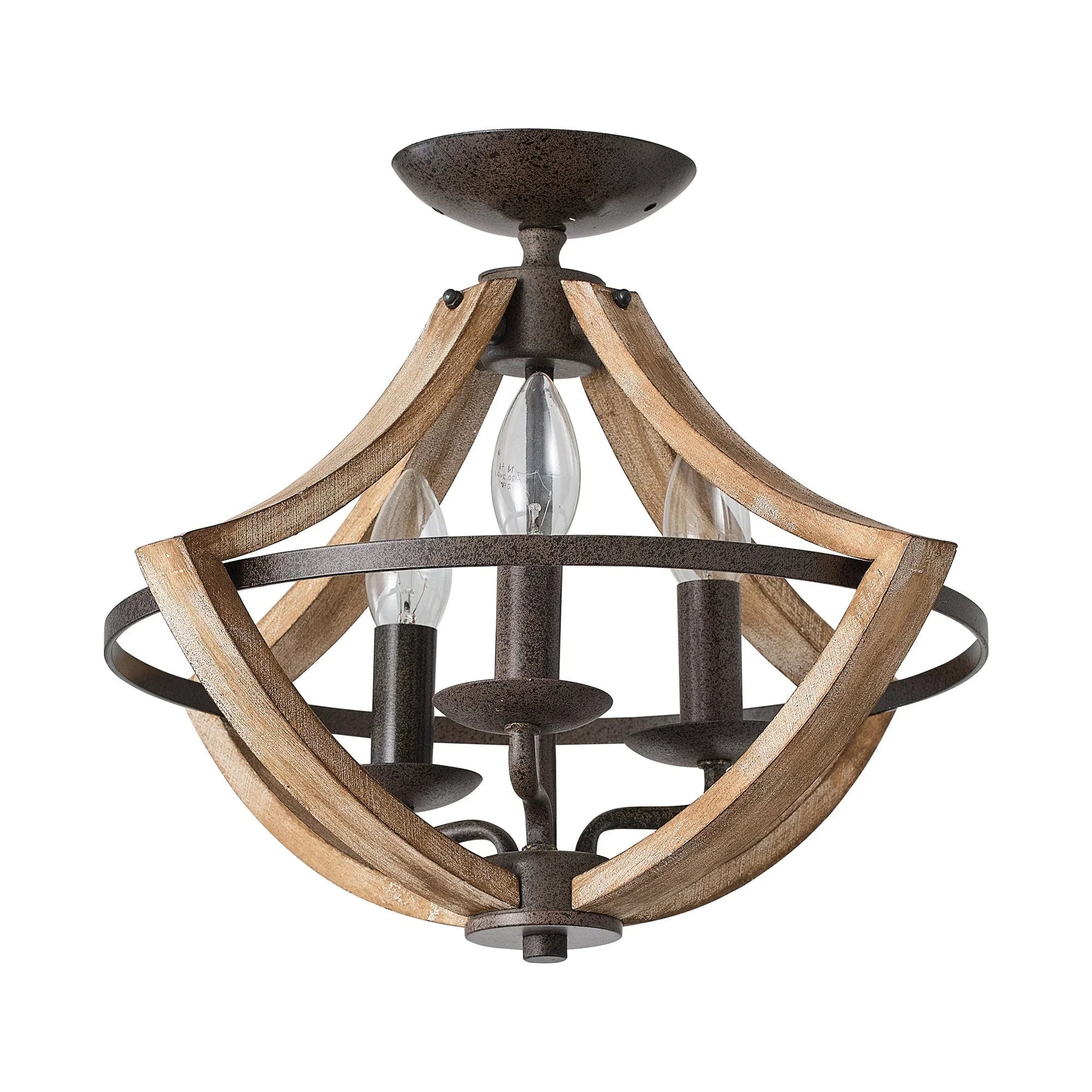 Farmhouse 3 Light Semi Flush Mount Ceiling Light - IPLUS Lighting