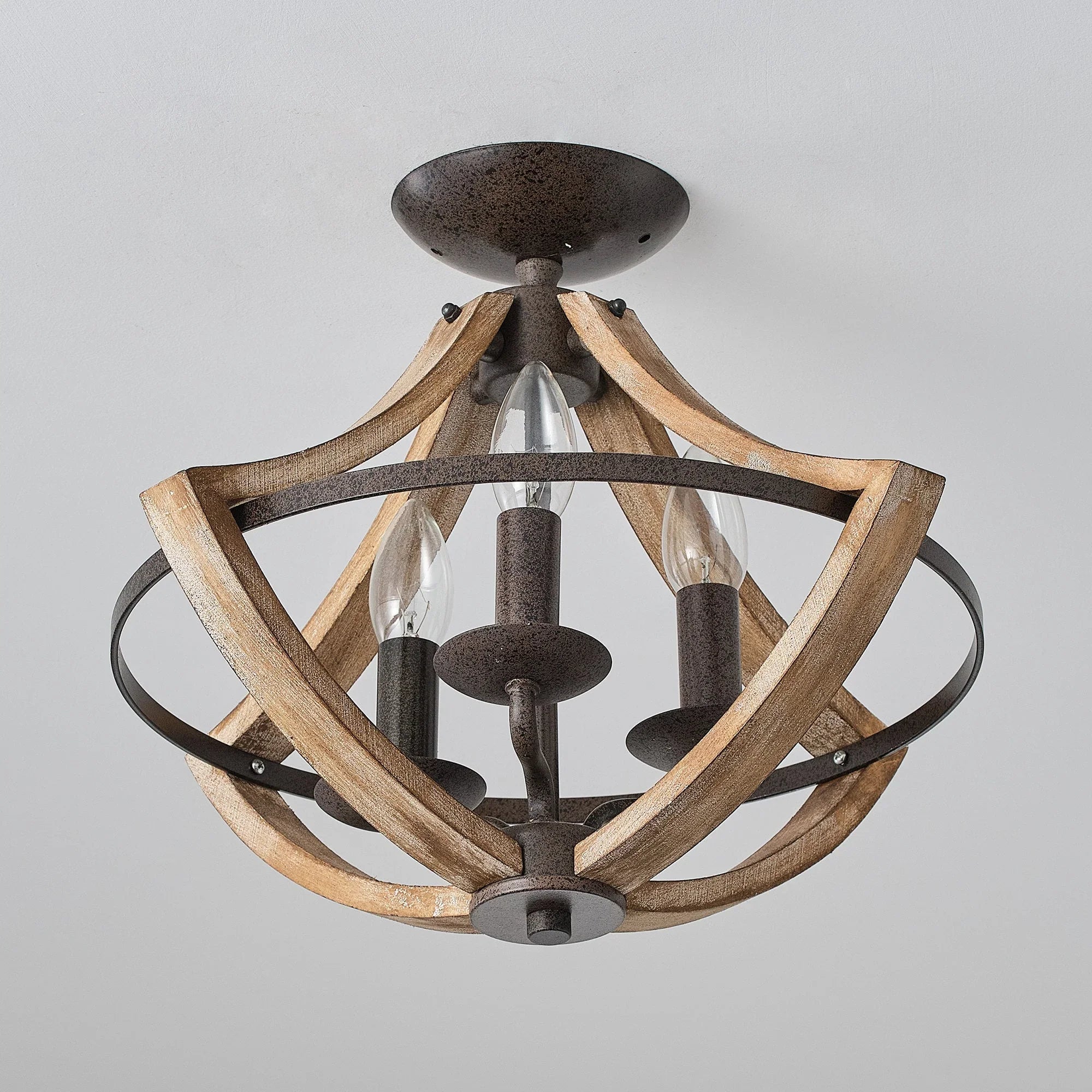 Farmhouse 3 Light Semi Flush Mount Ceiling Light - IPLUS Lighting