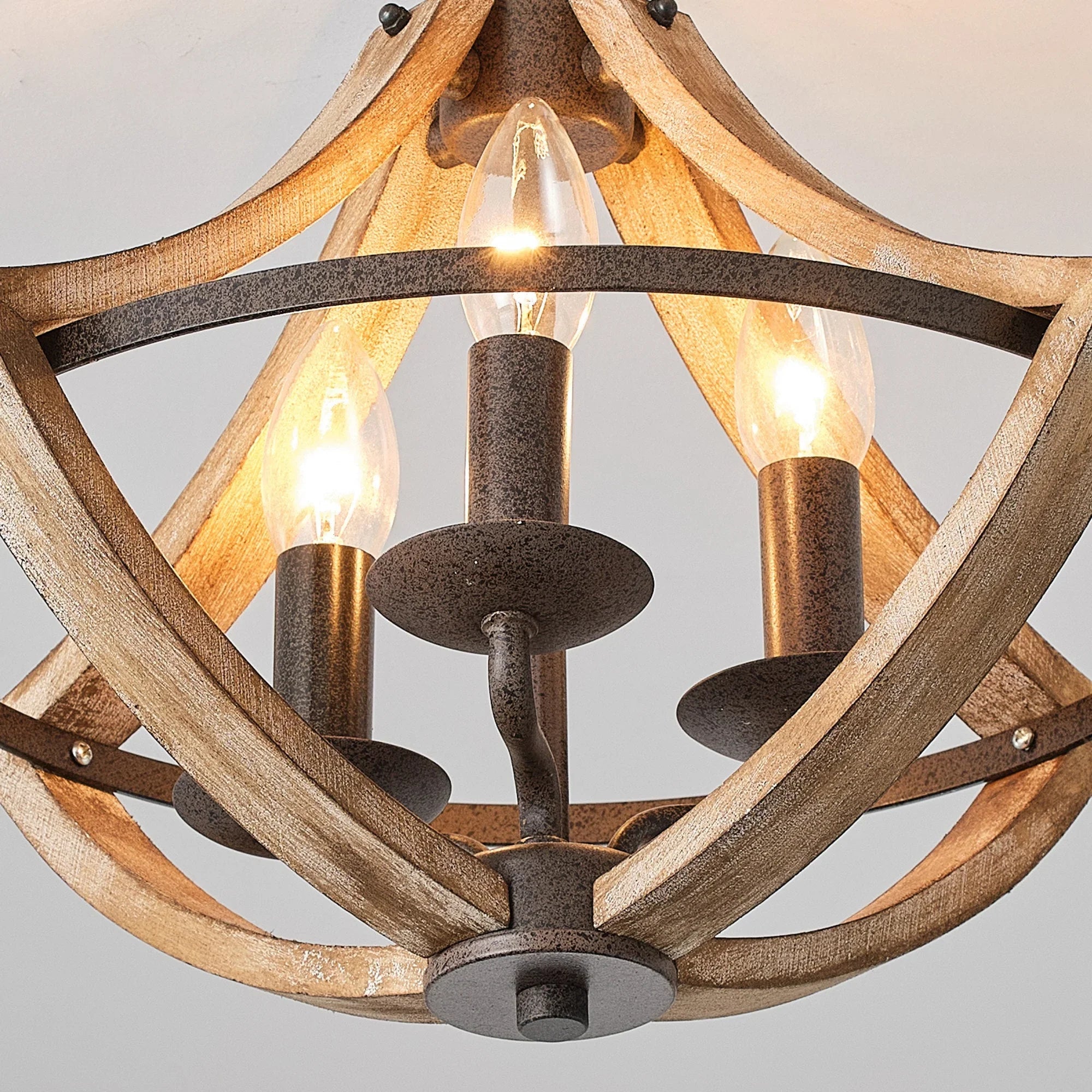 Farmhouse 3 Light Semi Flush Mount Ceiling Light - IPLUS Lighting