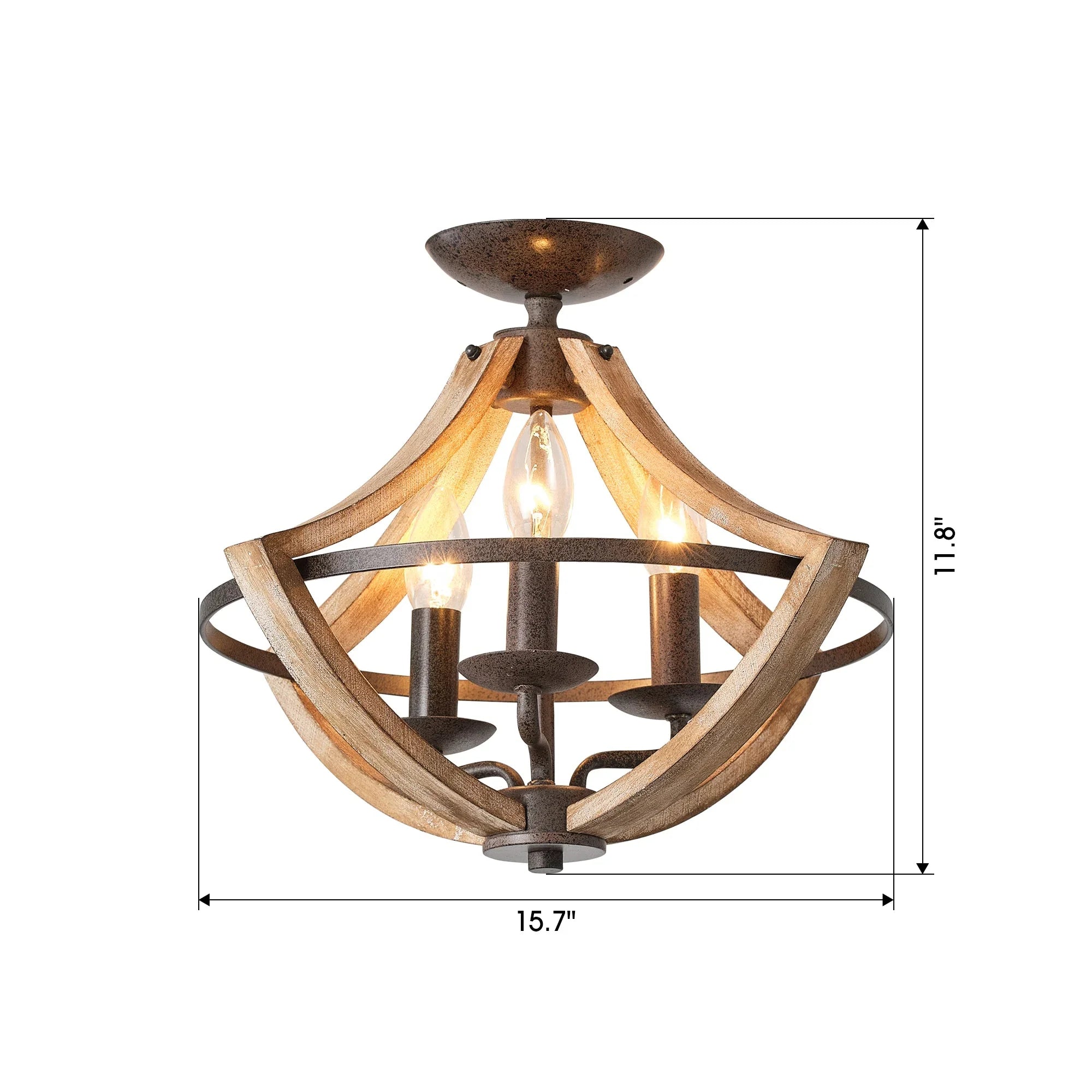 Farmhouse 3 Light Semi Flush Mount Ceiling Light - IPLUS Lighting