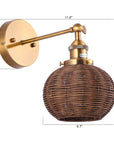 Traditional Rattan 1-Light Golden Wall Sconce Light