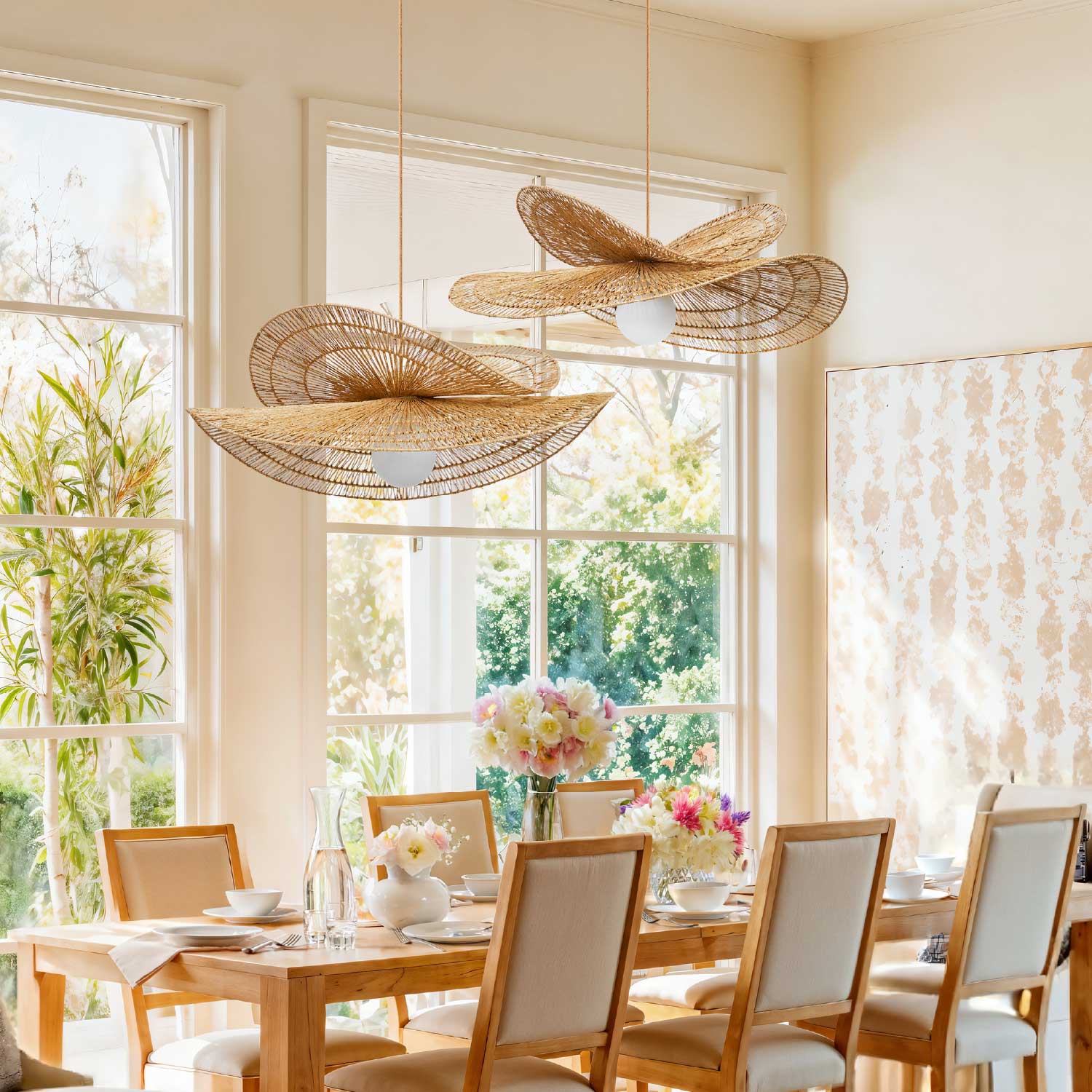 Whisper Leaf Rattan Pendant Light