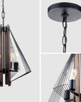 Zenith Black and Wood 4-Light Dimmable Pendant Light