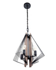 Zenith Black and Wood 4-Light Dimmable Pendant Light