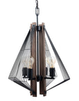 Zenith Black and Wood 4-Light Dimmable Pendant Light