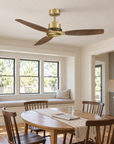 48" Louise Modern Soft Brass Ceiling Fan with Solid Wood Blades