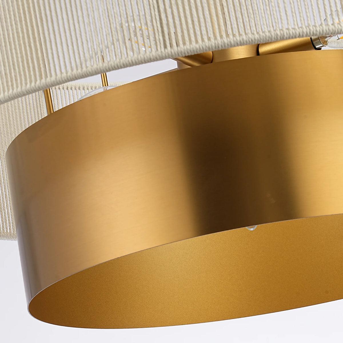 Solenne 5-Light Vintage Brass Chandelier with Cotton Rope Drum Shade