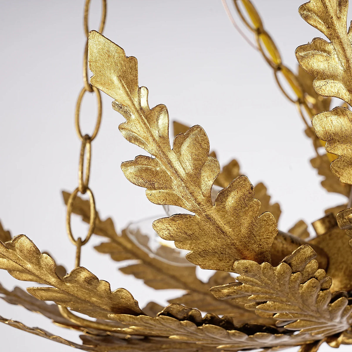 Belle 4-Light Botanical Gold Leaf Semi-Flush Chandelier